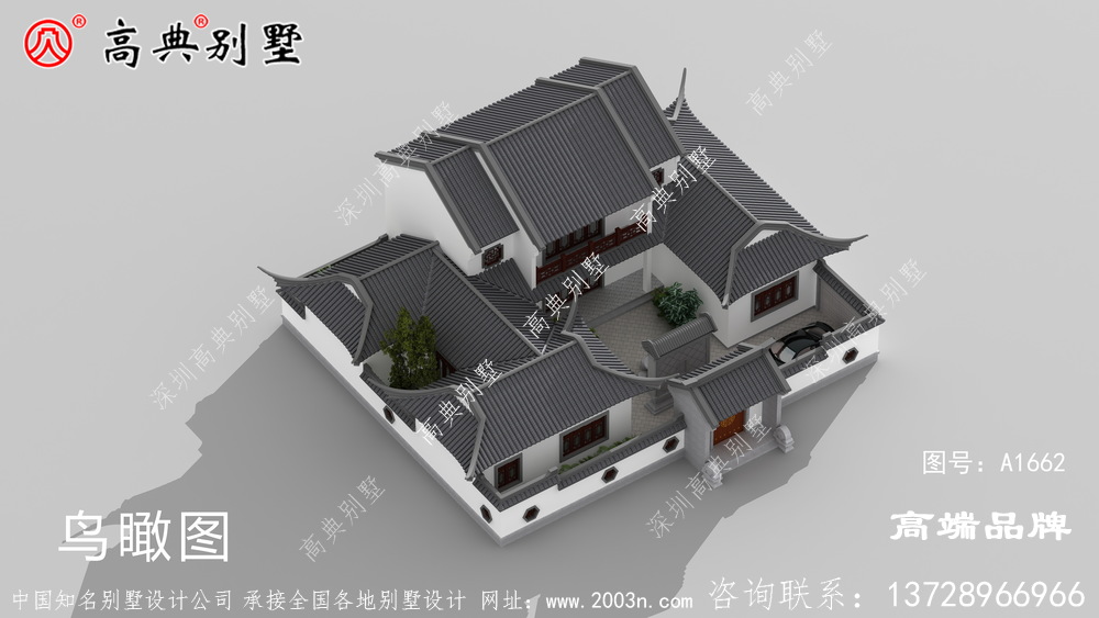 傳統中式風格經典庭院大面積二層住宅