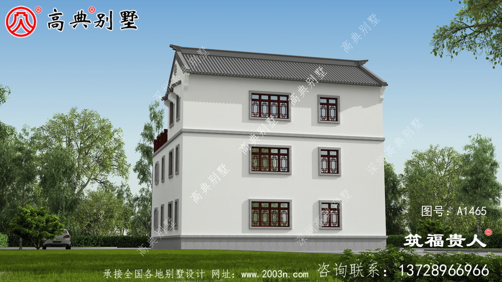 現代簡約新中式別墅設計圖