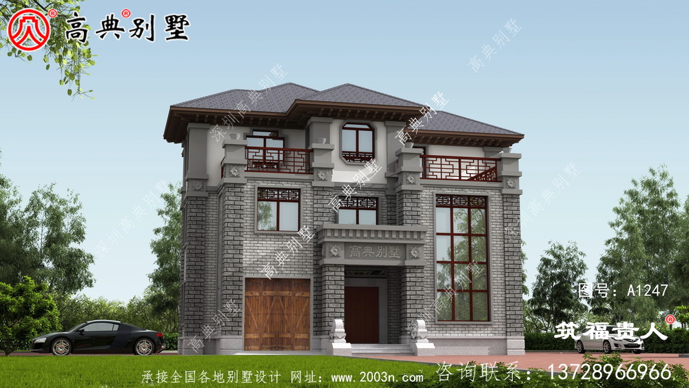 灰白色新中式新款農村建別墅圖紙 灰白色新中式新款農村建別墅圖紙
