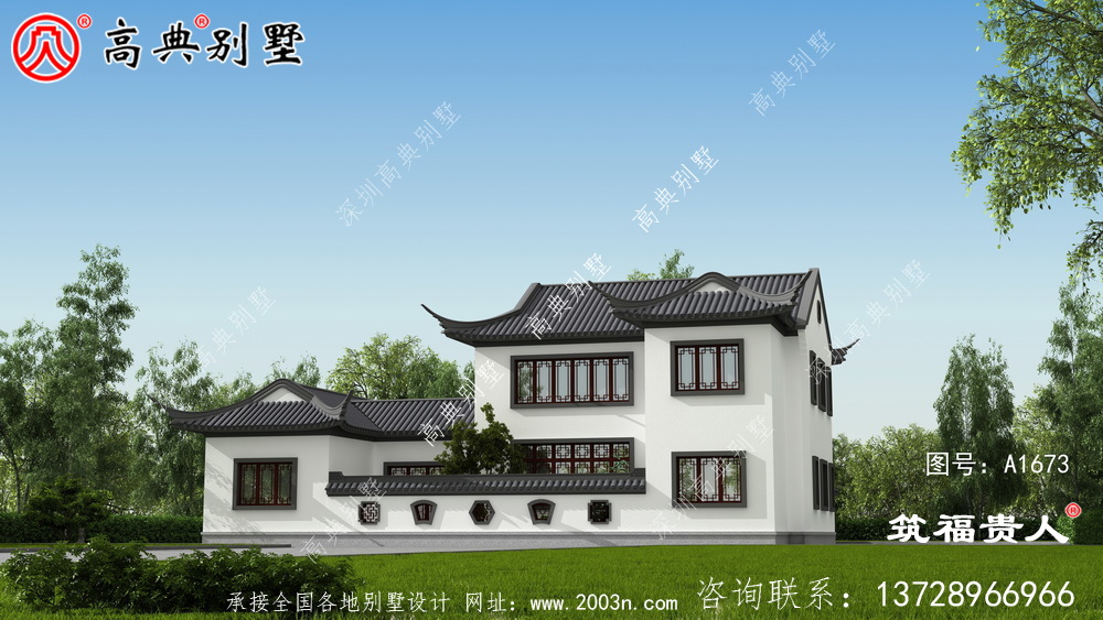 這座蘇式園別墅,灰白色搭配效果非常優雅美麗大方,造價便宜