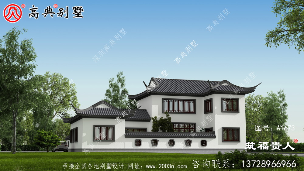 這座蘇式園別墅,灰白色搭配效果非常優雅美麗大方,造價便宜