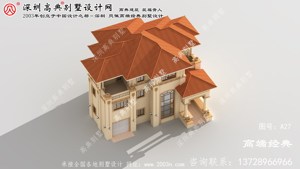 白下區漂亮實用的歐式三層復式別墅效果圖
