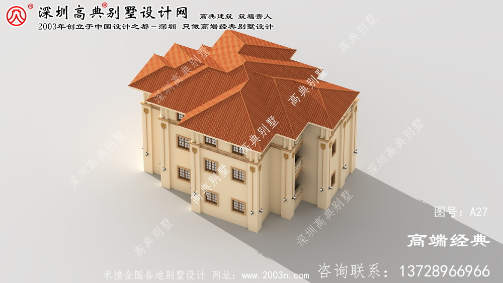 白下區漂亮實用的歐式三層復式別墅效果圖