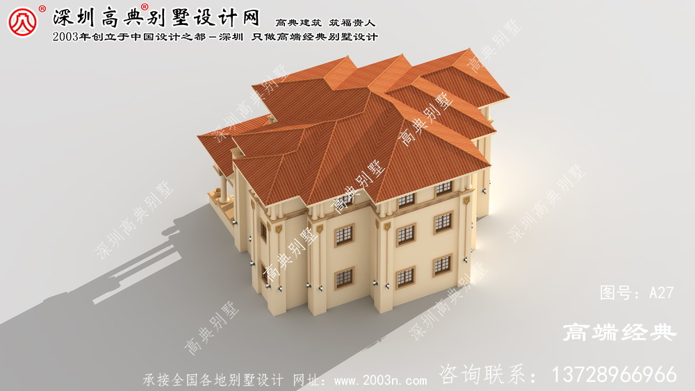 白下區漂亮實用的歐式三層復式別墅效果圖