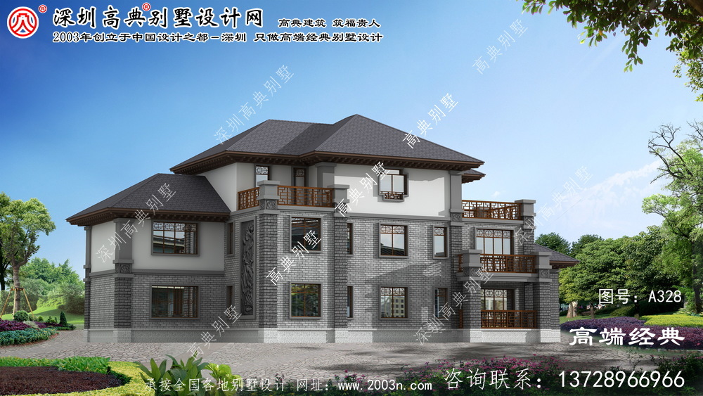 鄞州區三層新農村中式別墅設計圖