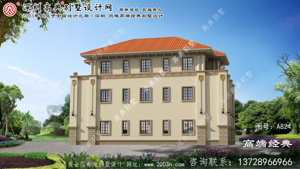 石臺縣三層別墅戶型設計圖