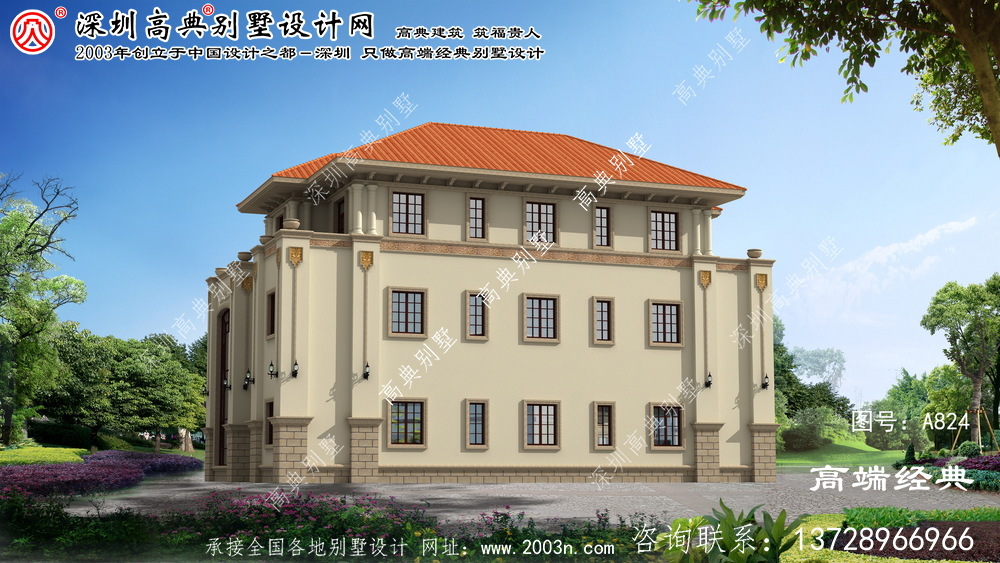 石臺縣三層別墅戶型設計圖