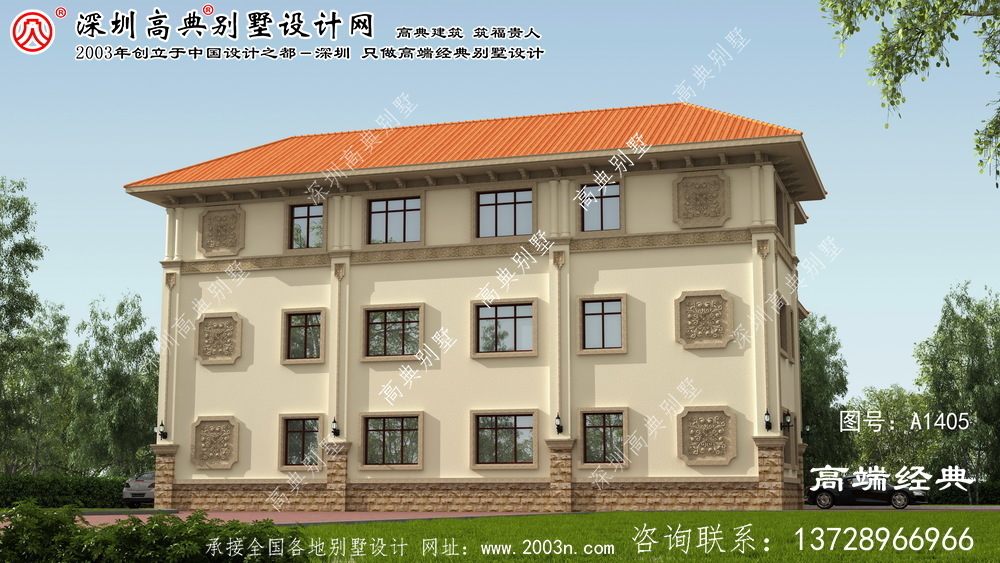 徐水縣農(nóng)村雙拼別墅效果圖