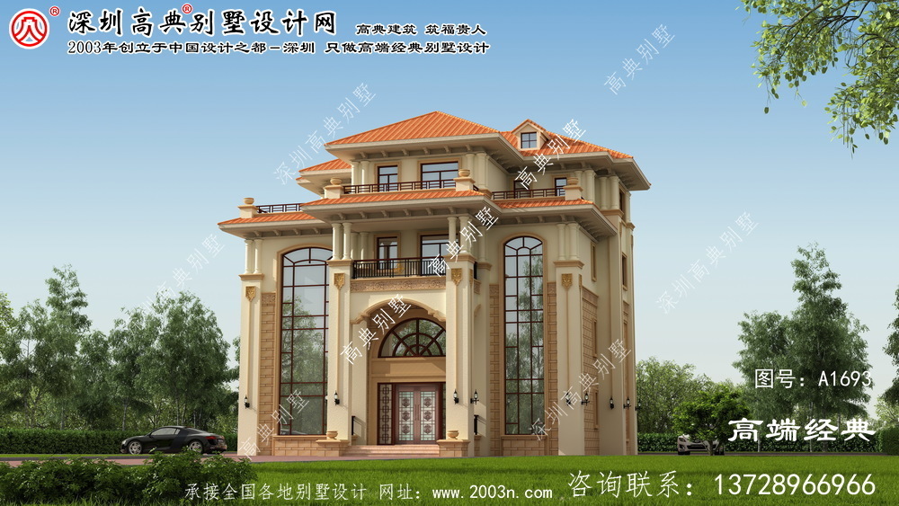 陵川縣獨(dú)棟別墅效果圖帶露臺(tái)