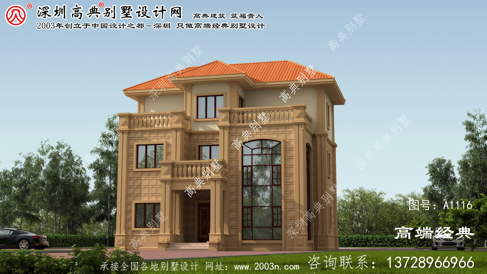 老房子建得要大氣!這種典型的三層別墅。