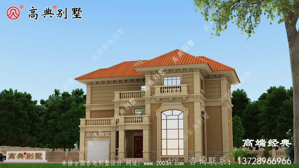 阜陽(yáng)市歐式農(nóng)村三層小別墅設(shè)計(jì)圖,占地180平米左右