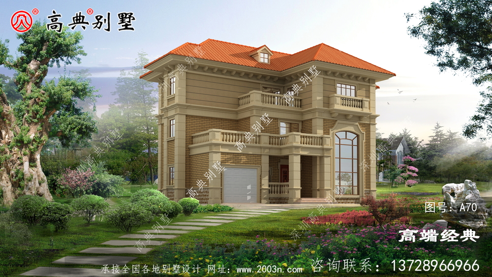 阜陽(yáng)市歐式農(nóng)村三層小別墅設(shè)計(jì)圖,占地180平米左右