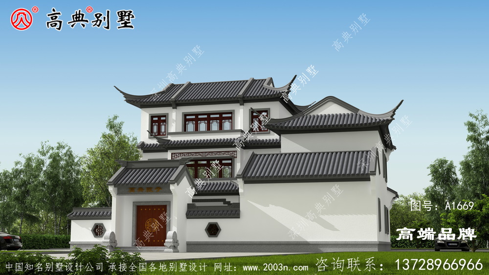 中式三層別墅圖非常適合在鄉(xiāng)村建造