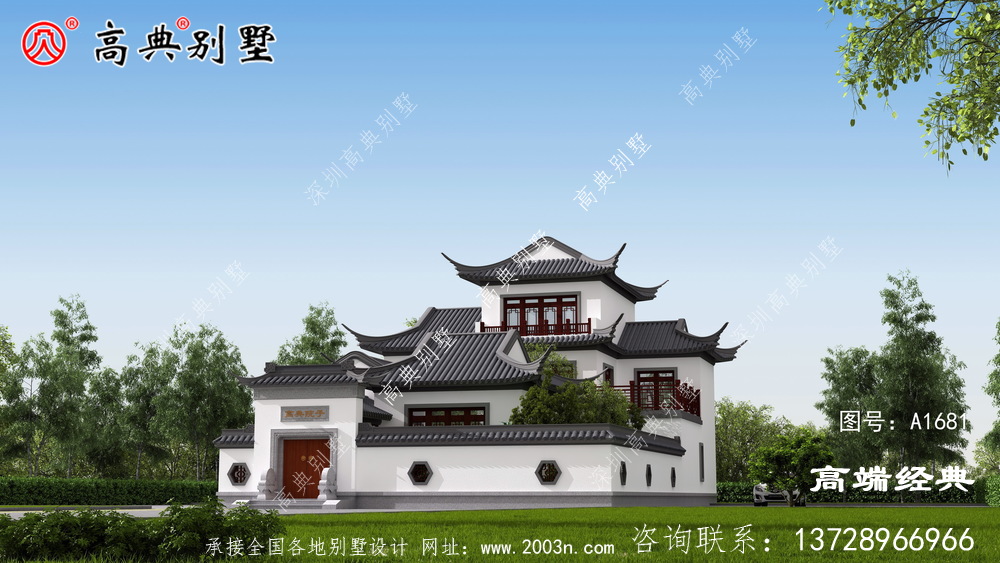 平湖市新中式三層住宅戶型設計圖,生活 起來 很方便 ，也很大 氣。