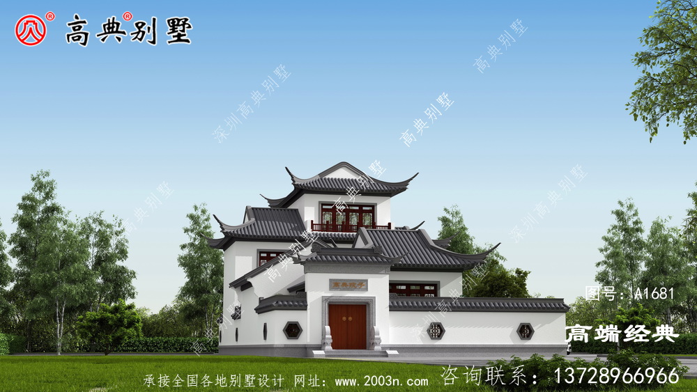 平湖市新中式三層住宅戶型設計圖,生活 起來 很方便 ，也很大 氣。