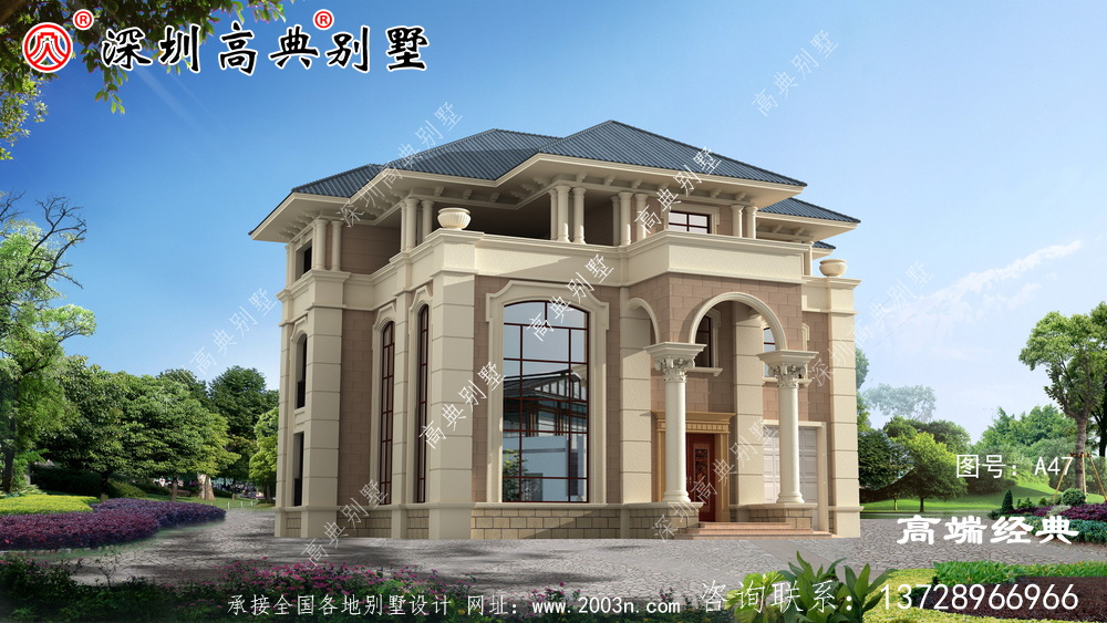 三層自建房外觀圖,精致細膩,每個人的秘密花園