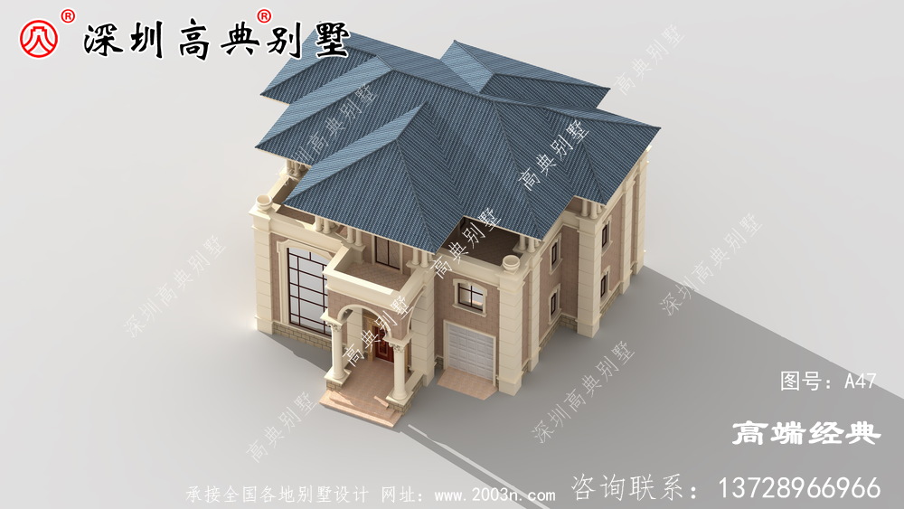 三層自建房外觀圖,精致細膩,每個人的秘密花園
