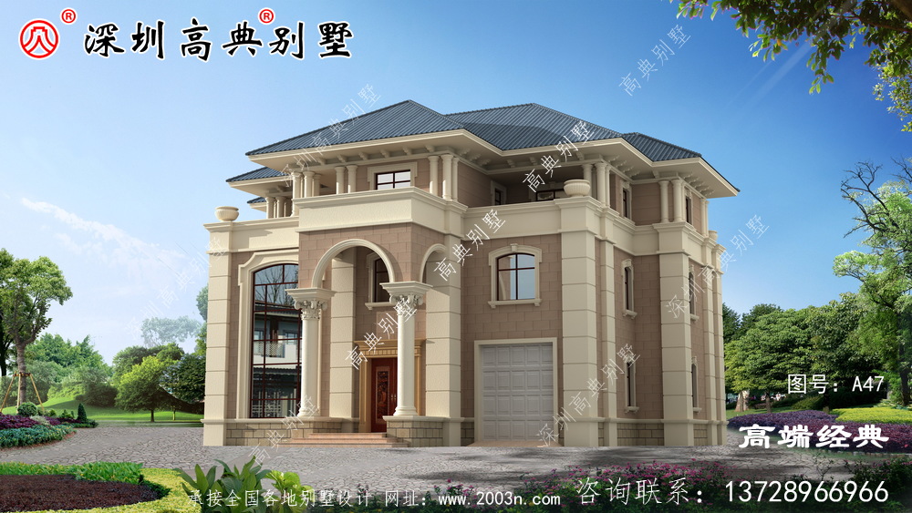 三層自建房外觀圖,精致細膩,每個人的秘密花園