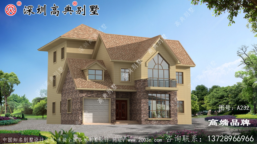 歐式小別墅設計圖，造價60萬，，建一棟在農村超受歡迎