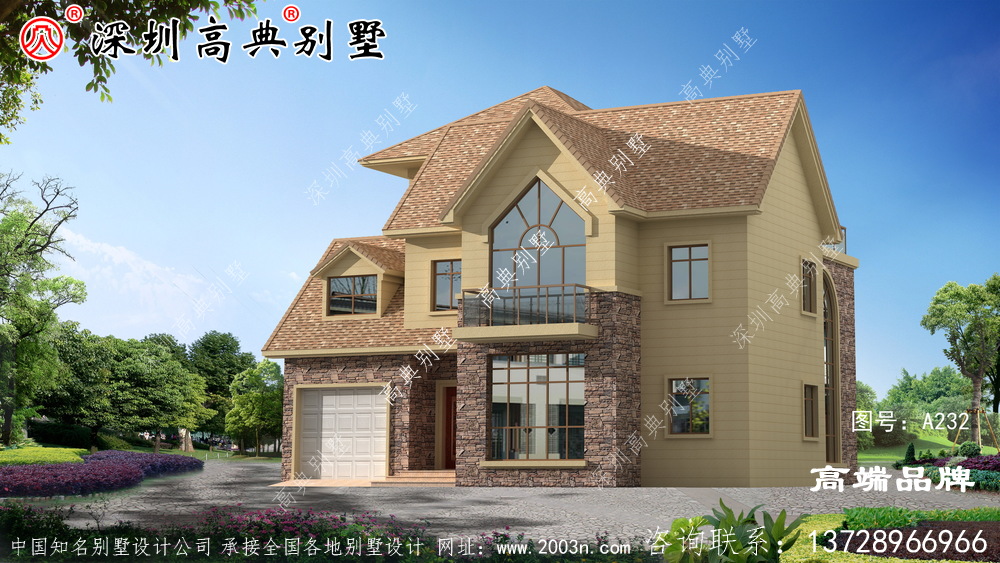 歐式小別墅設計圖，造價60萬，，建一棟在農村超受歡迎