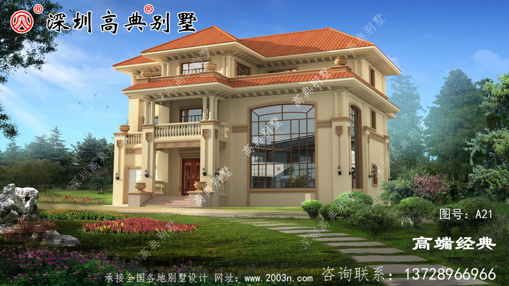 20萬二樓的鄉村自營住宅,在村子里建得很明亮。