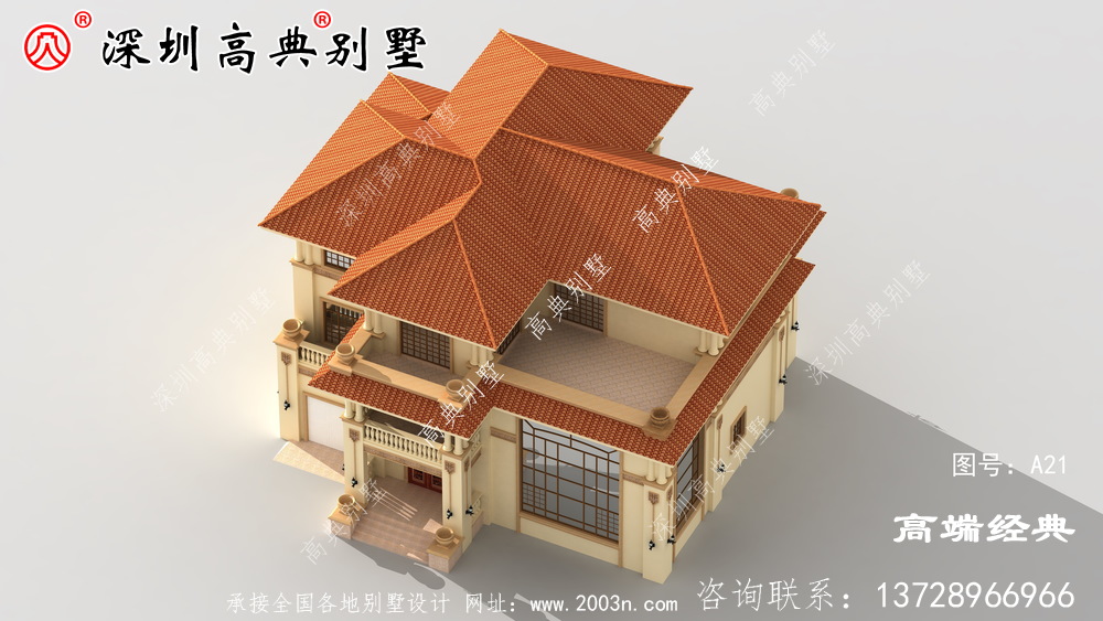 20萬二樓的鄉村自營住宅,在村子里建得很明亮。