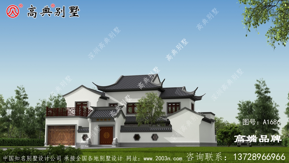 中式庭院坡屋頂設計，增強了別墅的造型感