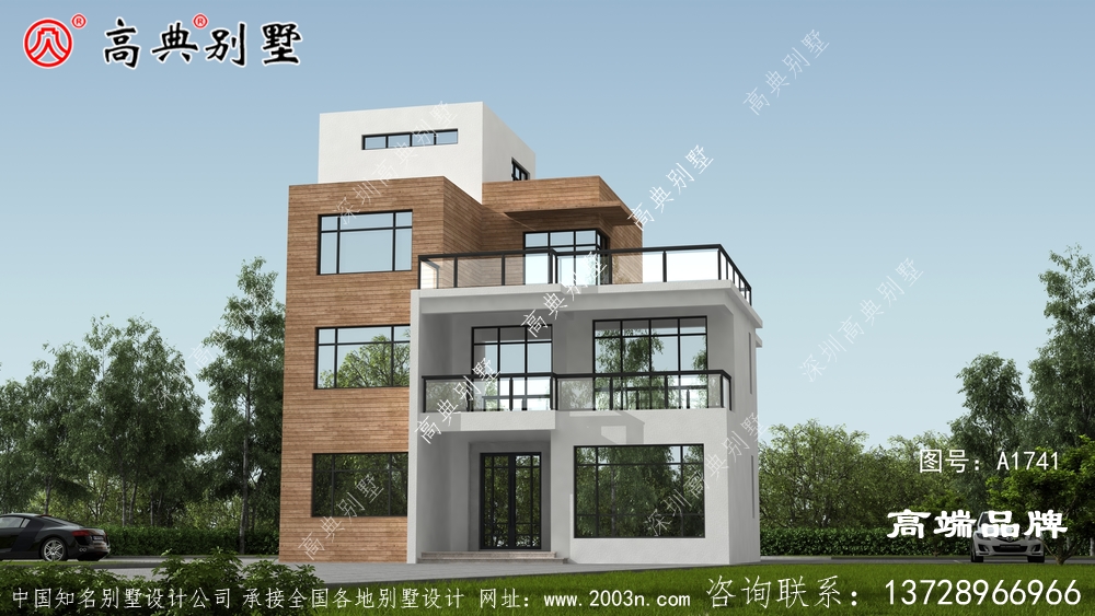 現代風格兩層半也是農村朋友建造最多的戶型
