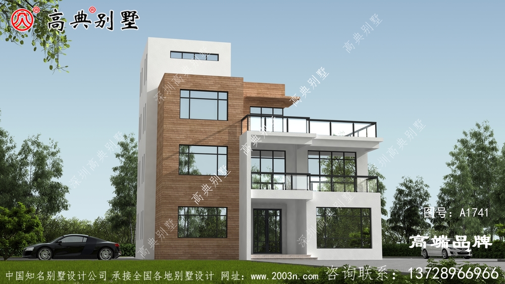 現代風格兩層半也是農村朋友建造最多的戶型
