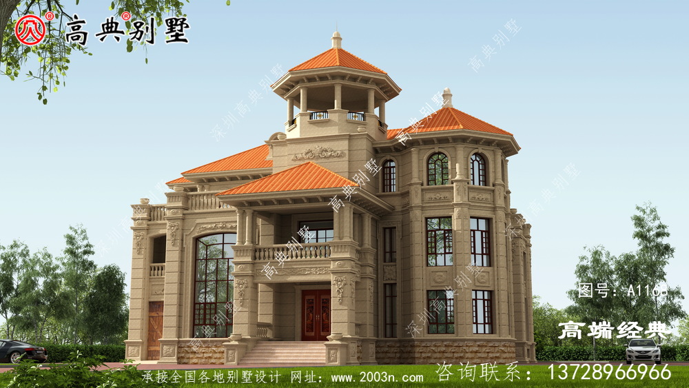三層歐式自建房,外觀看起來精致大氣,屋頂是橙色的看起來一目了然。 三層歐式自建房,外觀看起來精致大氣,屋頂是橙色的看起來一目了然。
